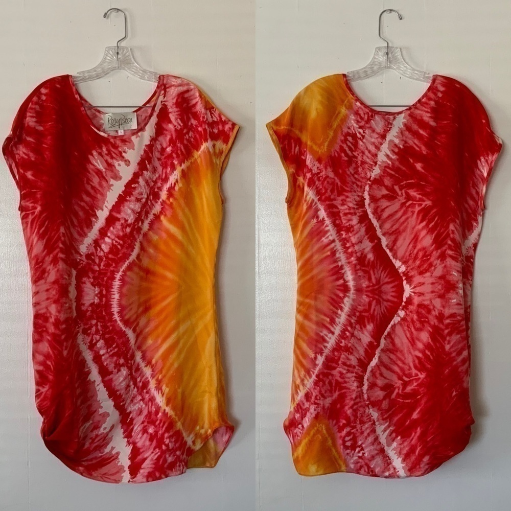 𝅺RORY Beca Designer Silk Tie Dye Mini Dress